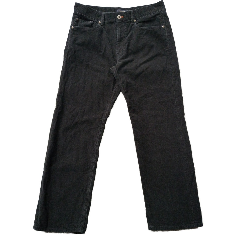 Banana Republic Mens 33x30 Straight Fit Black Corduroy 100% Cotton Relaxed Pants